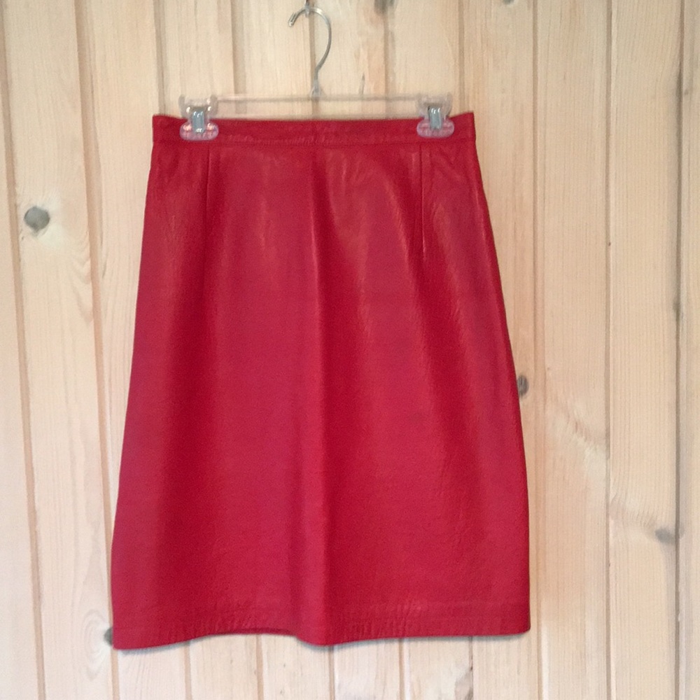 Vintage Red Leather Skirt Maxima for Neiman Marcus